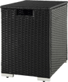 Black 2-in-1 patio rattan gas propane tank cover, designed for 20 lbs tanks, doubles as a stylish side table.