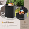 Black 2-in-1 patio rattan gas propane tank cover with open lid, designed for 20 lbs tanks and doubles as a side table.