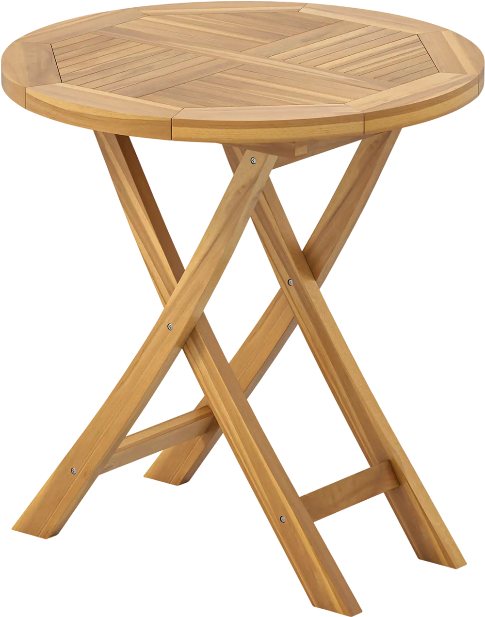 Patio Teak Wood Dining Table with Slatted Tabletop and Sturdy X-Shaped Frame