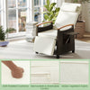 Patio wicker recliner chair with adjustable backrest, white soft padded cushions, and water-repellent fabric for.