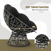Black PE Wicker Papasan Chair with thick cushion, featuring a 360° swivel function for ultimate comfort and relaxation.