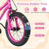 Close-up of the 14-inch kids bike's premium rubber tire, featuring anti-slip and shock-absorbing properties.