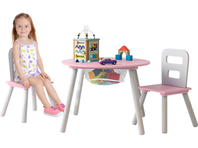 Costway Wood Activity Kids Table & Chair Set Pink 64153970 New