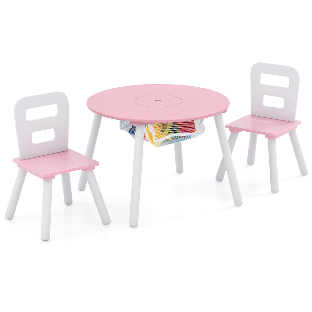 Close-up of the pink wood kids activity table's rounded edges, ensuring safety for children during play and study.