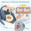 Kids pretend play kitchen set featuring a sink, stove with realistic sounds, and storage for imaginative cooking fun.