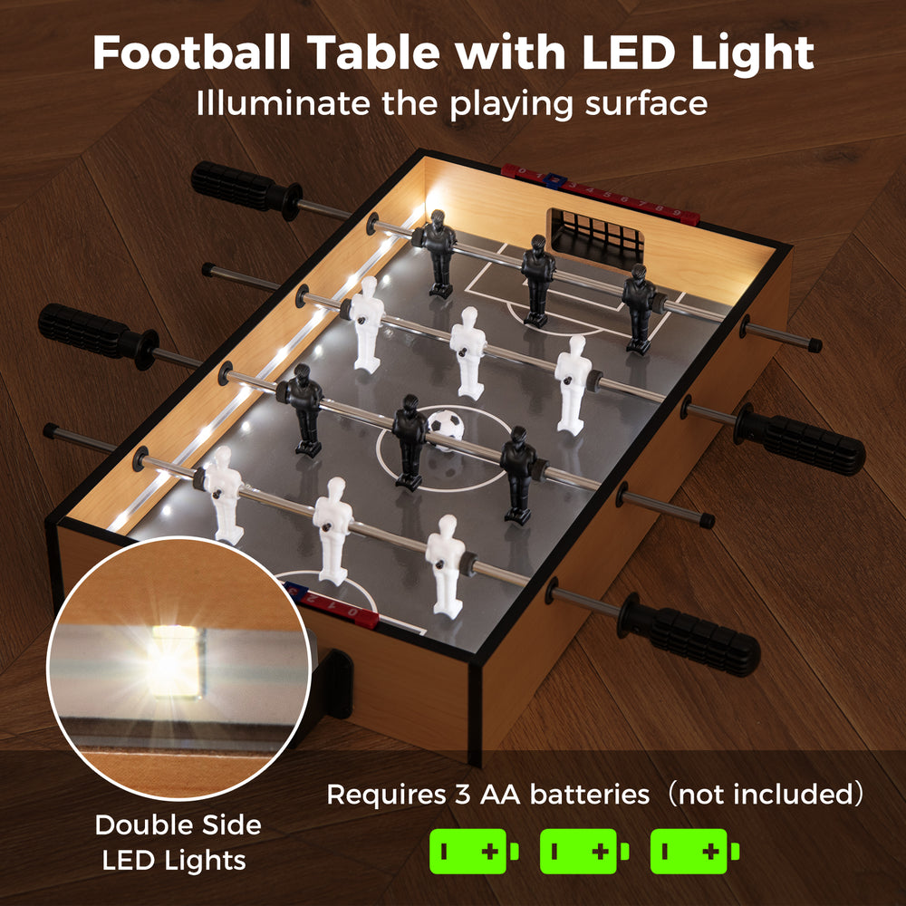 Game Room Size football table with LED lights, featuring non-slip handles and realistic player figures for immersive.