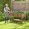 Poly Wood Elevated Planter Box with Legs Storage Shelf Drainage Holes-Coffee - Gallery View 1 of 10