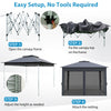 11x11 FT gray pop-up gazebo with mesh netting, featuring a double roof and easy setup for outdoor events.