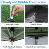 Close-up of the pop-up gazebo's sturdy truss connection and pinch-free push buttons, featuring gray mesh netting.