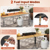 Portable mini fireplace with stainless steel burner, shown with side assembly for tables without umbrella hole.