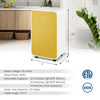 Portable yellow dehumidifier with LED display, 32 pints/day capacity, ideal for rooms up to 2500 sq. ft.