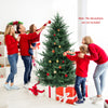 Pre-lit artificial Christmas tree with 778 branch tips and warm white LED lights, perfect for holiday gatherings.