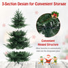 6/7/8 FT pre-lit artificial Christmas tree with hinged structure and 778/1480 branch tips for easy setup and storage.
