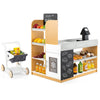 Pretend play grocery store set with cash register, shopping cart, and dual chalkboards for interactive fun and learning.