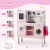 Pretend play kitchen for kids in pink with adjustable height, 16 accessories, and interactive features for endless fun.