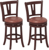 Set of 2 counter height swivel barstools featuring a stylish high back and sturdy rubber wood bases for dining rooms.