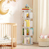 4-Tier Rotating Bookshelf 360° Display Rack with Dividers and Anti-falling Baffles-White - Gallery View 1 of 9