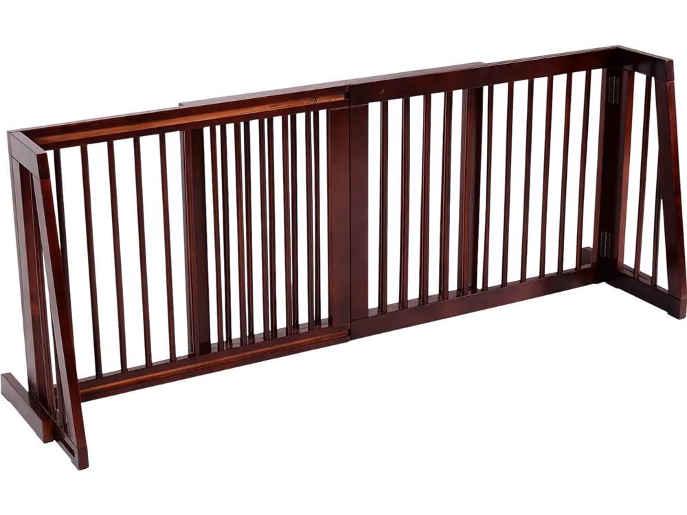 Folding Adjustable Free Standing 3 Panel Wood Fence