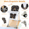 3-in-1 convertible baby high chair in dark brown with adjustable seat heights, removable PU cushion, and safety.