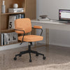 Orange PU leather office chair with sponge padded seat and sturdy 5-star base, perfect for a stylish workspace.