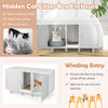Gray cat litter box enclosure with winding entry and magnetic catches, providing a private space for your cats' comfort.