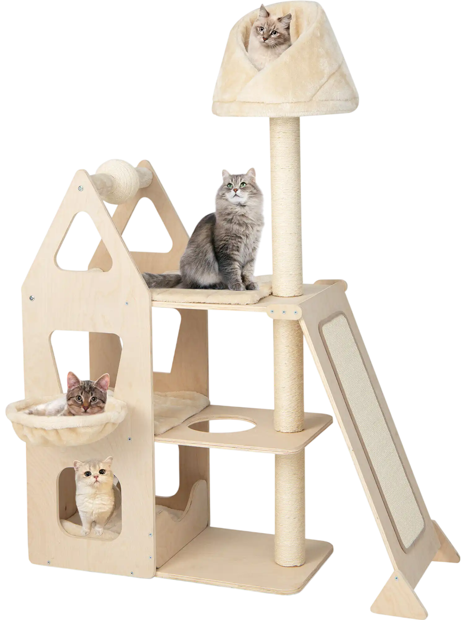 Costway Multi-Level Cat Tree Sisal Scratching Post Beige 37158642 New