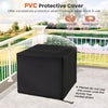 Protective PVC cover for a 29-inch propane rattan firepit table, waterproof and sunproof for year-round use.