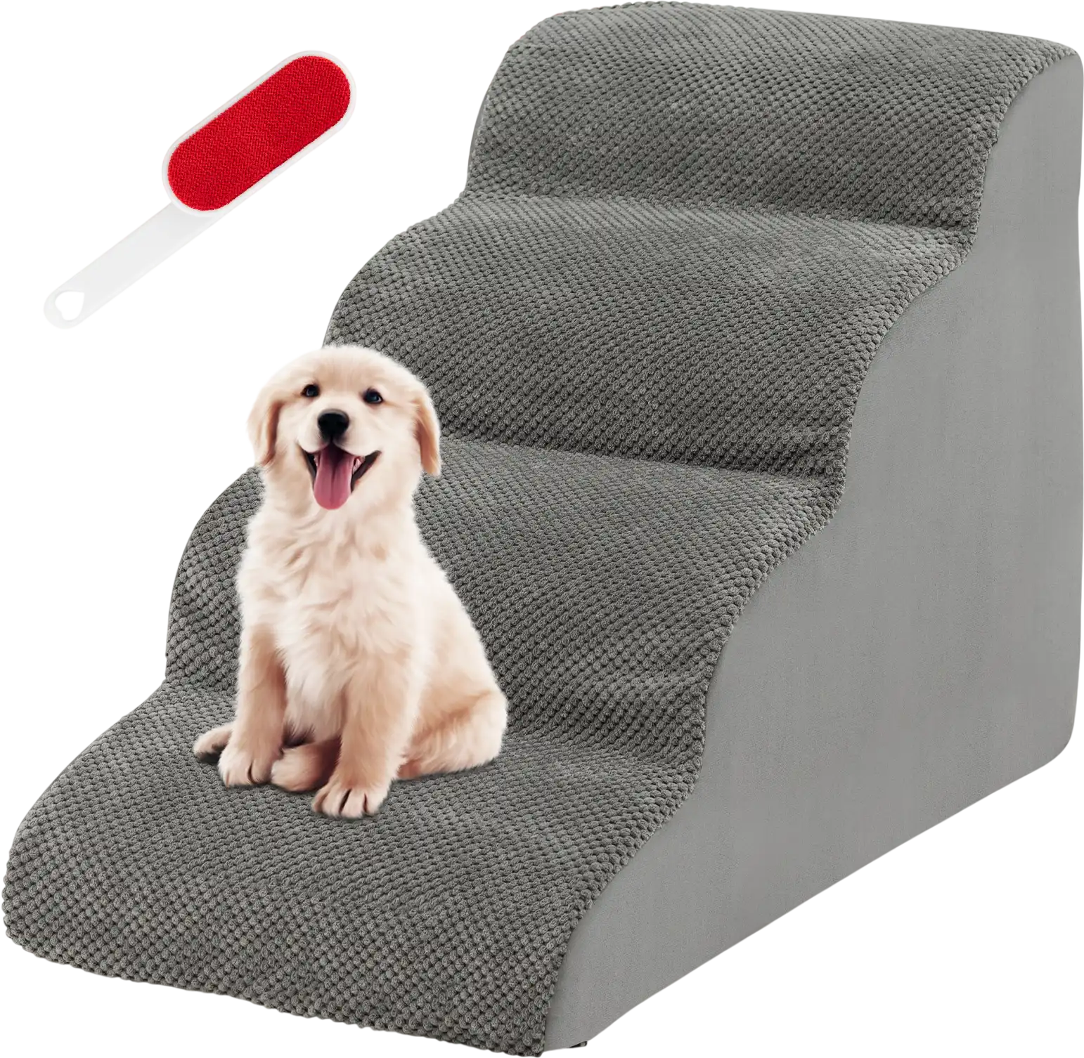 Costway 4-Tier Foam Non-Slip Dog Steps Washable Zippered Cover Brush 48965372 New