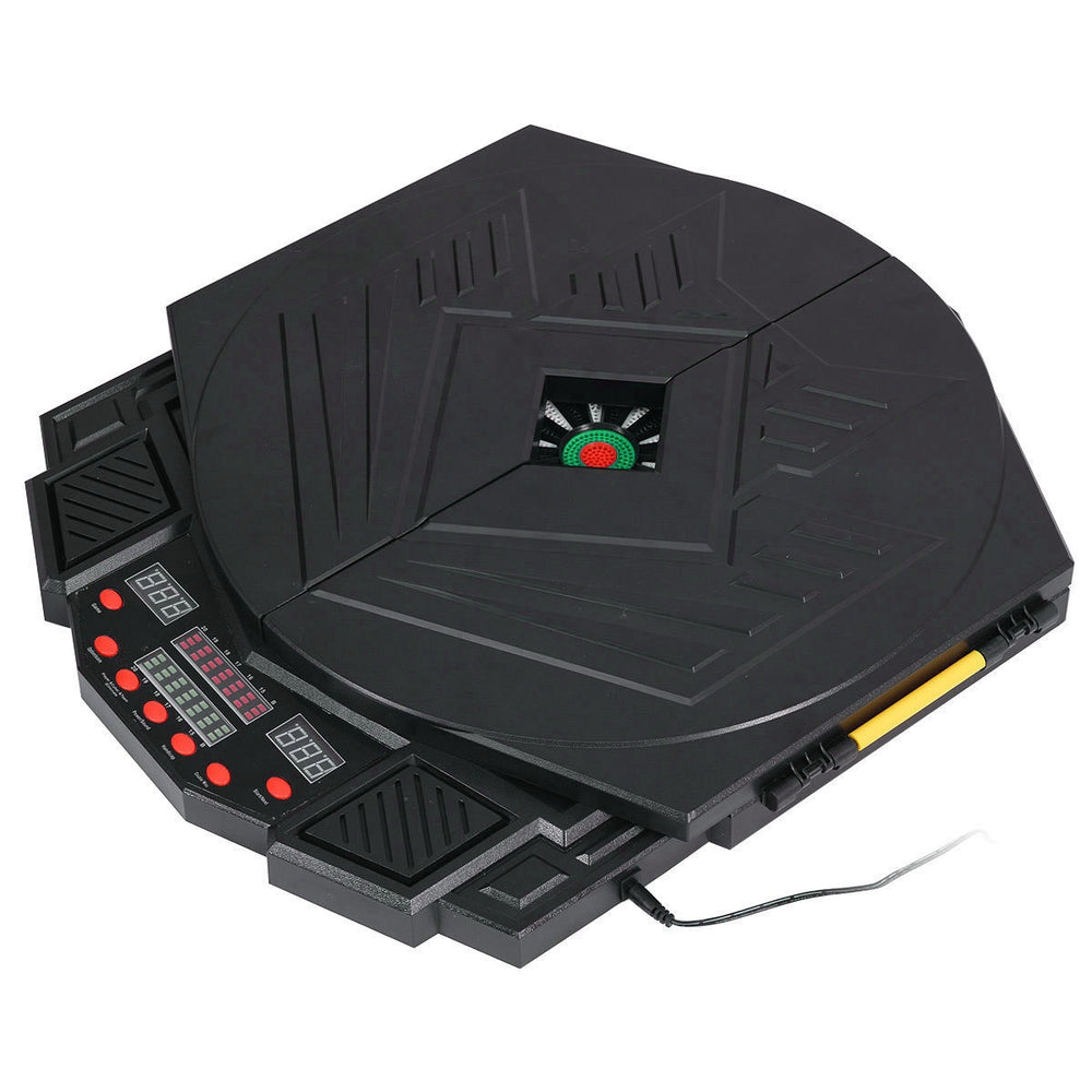 Professional electronic dartboard set with LCD display, featuring 27 games, 12 dart storage, and heavy-duty plastic.