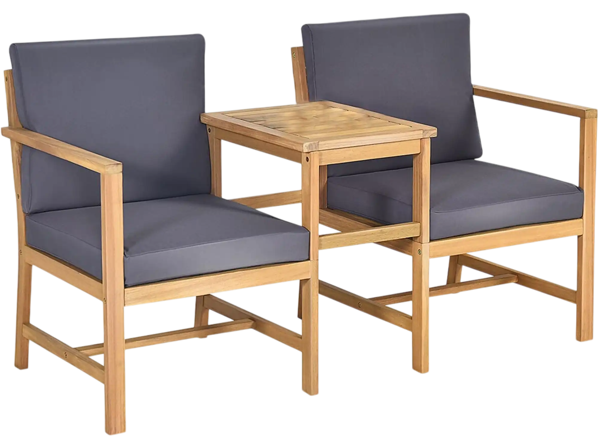 Costway 3-in-1 Acacia Wood Loveseat Separable Coffee Table Patio Furniture Set 82041697 New