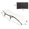 Folding patio lounger chair in beige with heavy-duty steel frame, ideal for poolside and outdoor relaxation.