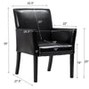Modern PU leather executive arm chair with ergonomic design, sturdy wood legs, and dimensions for comfortable seating.