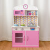 Kids Wooden Pretend Cooking Playset Cookware Play Set Kitchen Toys Toddler Gift-Pink - Gallery View 1 of 12