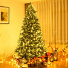 Flocked Artificial Christmas Tree with LED Lights and Pine Cones-8ft - Gallery View 1 of 11