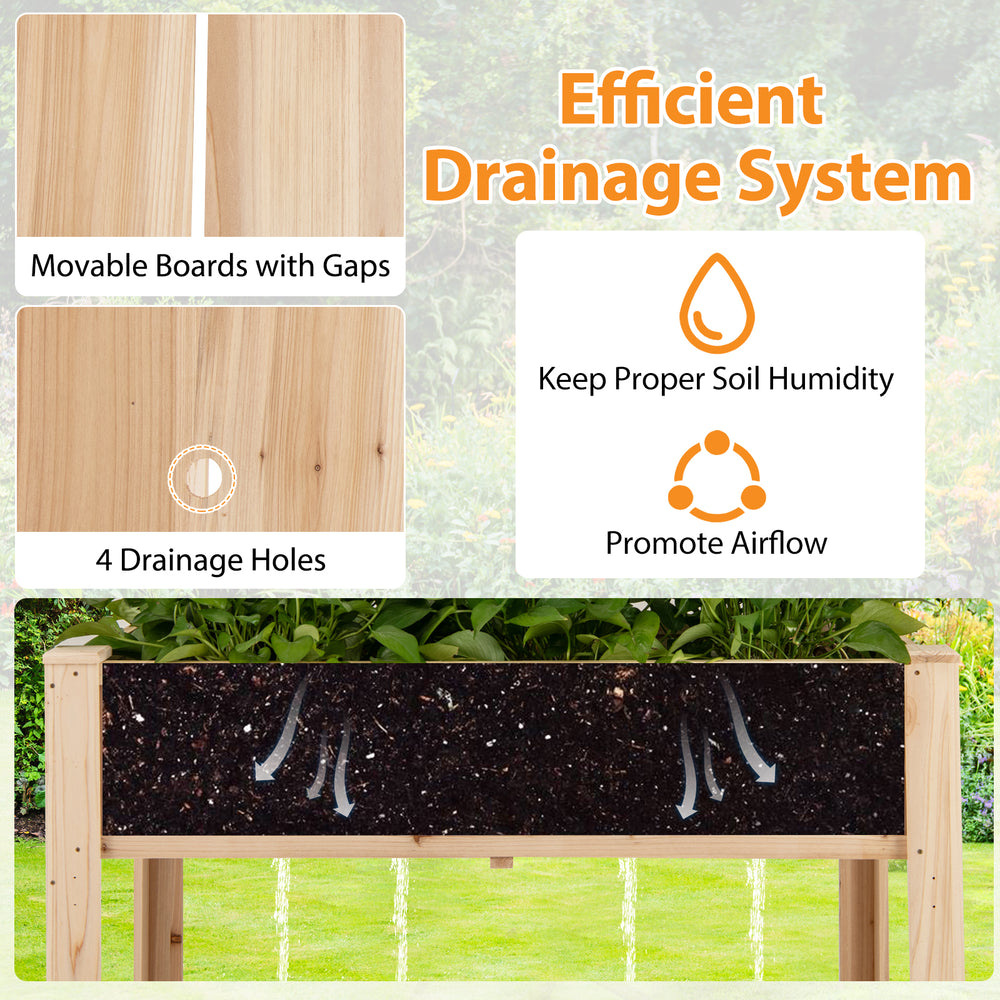 Movable boards with gaps and 4 drainage holes in the raised garden bed ensure efficient drainage for healthy plants.