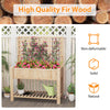 Wooden elevated planter box with trellis, crafted from natural fir wood, ideal for growing vegetables and flowers.