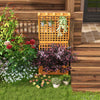 Natural fir wood raised garden bed with trellis and hanging roof, ideal for climbing plants and decorative displays.