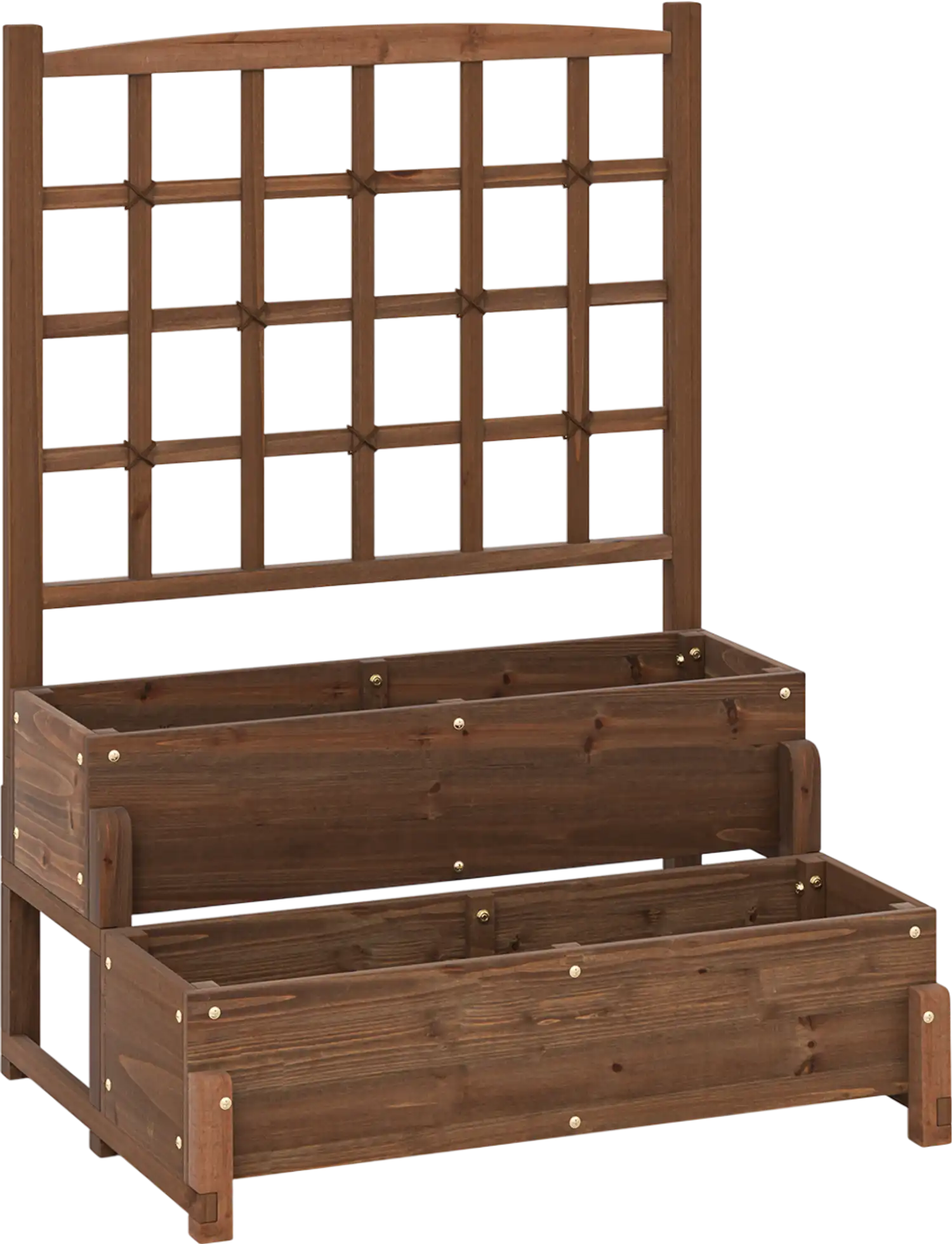 Costway Raised Garden Bed Wood Planter Box Trellis 2-Tier Drainage Holes 578431926 New