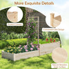 Raised garden bed with trellis featuring natural wood grain, protected corners, and convenient slot design for.