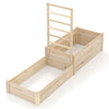 Raised garden bed with trellis in natural wood, featuring two planter boxes for flowers and vegetables, ideal for.