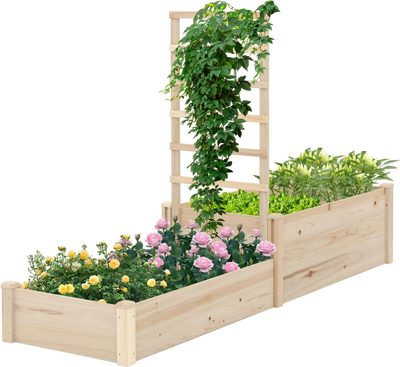 Costway Raised Garden Bed w/ Trellis 87