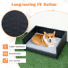 Rattan dog bed with waterproof cushion, fade-resistant PE rattan, ideal for indoor and outdoor use.