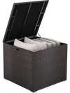 72 Gallon Rattan Outdoor Storage Box with Zippered Liner and Solid Pneumatic Rod
