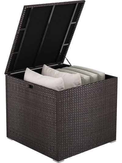 Costway 72 Gallon Rattan Outdoor Storage Box w/ Zippered Liner 62584179 New