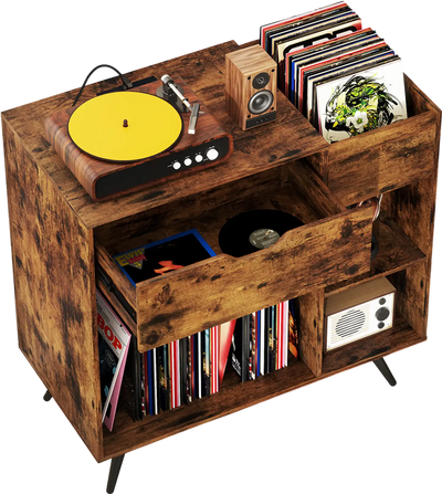 Costway Record Player Turntable Stand with Power Outlet 437681952 New