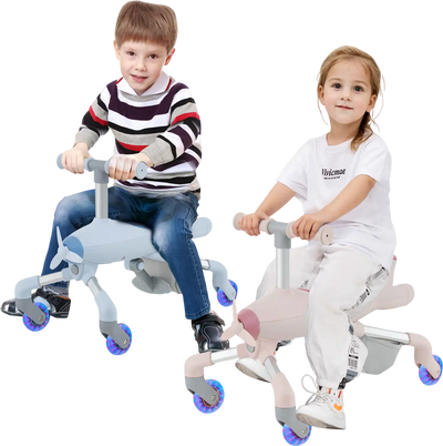 Costway 2-in-1 Kids Ride-On Push Car LED Lighted Wheels Pink 18423765 New
