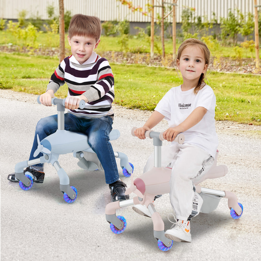 2-in-1 Kids Ride-on Push Car with LED Lighted Wheels-Pink - Gallery View 1 of 12