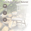 White rocking chair made of solid rubber wood, featuring a contoured back and curved armrests for indoor and outdoor.