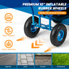 Premium 10" inflatable rubber wheels of the rolling garden cart, designed for shock absorption and various terrains.
