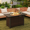 50000 BTU 2 Inch ropane Gas Fire Pit Table with Wind Guard and Glass Rocks-Brown - Gallery View 1 of 9